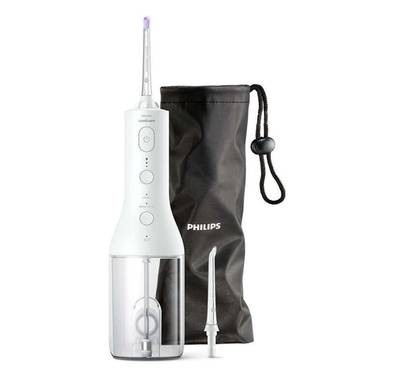 جهاز تنظيف الأسنان اللاسلكي من فيليبس سونيكير 3000 - جهاز لري الفم - أبيض