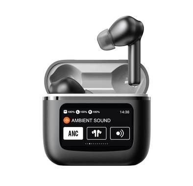 Green Lion TouchWave ANC Earbuds with LCD Touch Screen - Black