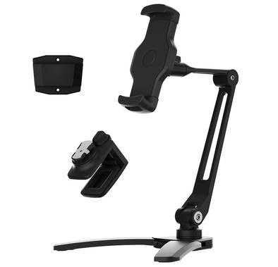 Powerology Quick-Release Multi Mounting Phone & Tablet Holder, 360° Head Rotation, Long Swivel Arm - Black