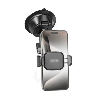 Porodo Cradle Suction Cup Non-Gel Pad Phone Mount - Black