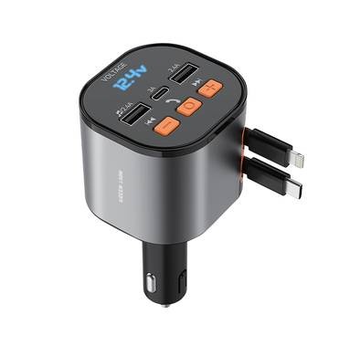 Green Lion FM Retractable 50W Car Charger - Black