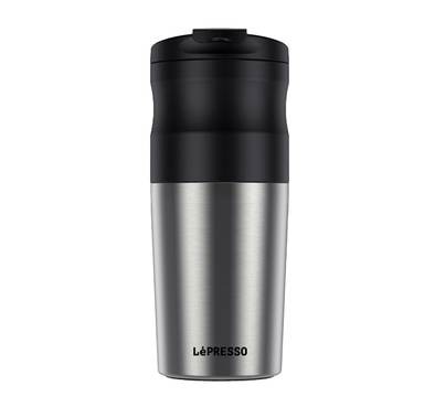 LePresso Portable Mug Burr Grinder Coffee Maker - Silver