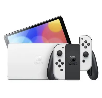 Nintendo Switch OLED White Joy-Con Console + 3 Video Games
