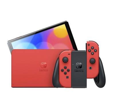 Nintendo Switch OLED - Mario RED Edition Console + FR-TEC Peluche Super Mario 22cm (Bundle) - Red