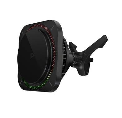 Powerology Magnetic Wireless Charging with Air Vent & Suction Mount - Black