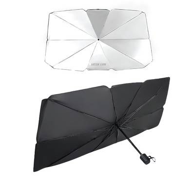 Green Lion Car Windshield Sunshade Umbrella - Black