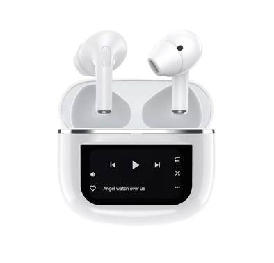 Porodo Soundtec Wonder TWS ANC Earphone with Touch Screen, Lightweight & Compact, Bluetooth V5.4, Remote Camera Trigger, Integrated Flashlight - White