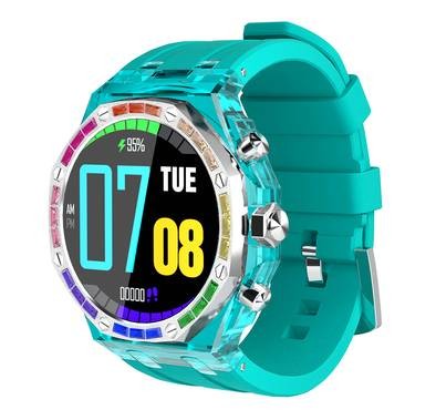 Porodo Transparent Cristallo AP Smartwatch, AMOLED Display, 1.43" Screen Size, 128MB Memory, 260mAh Lithium Polymer Battery, IP67, Bluetooth Calling, Activity Tracker, Health Monitoring - Blue