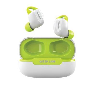 Green Lion Enduro Wireless Earbuds with 400mAh Case Battery, IPX5 Waterproof, 6H Playing Time - White