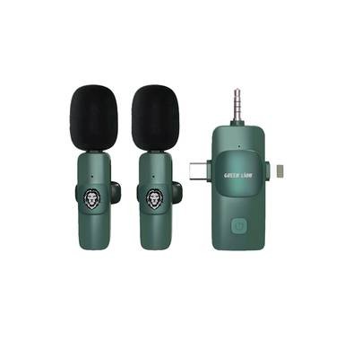 Green Lion 3 IN 1 Microphone Type-C / Lightning / Aux, 5H Working Time, 64DBM Signal-to-Noise Ratio, 60mAh Battery Capacity (Mic), 80mAh Battery Capacity (Receiver) - Green