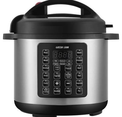 Green Lion 8L Electric Pressure Cooker, Auto Warm Function, 14 Cooking Modes, Digital Display, 24 Hour Preset Function - Black