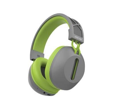 Green Lion SolarEcho Headphones, ANC, Infinite Playtime, 10m Distance, Microphone, AUX Support - Gray/Green