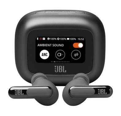 JBL Live Beam 3 True Wireless In-Ear Earbuds with Display & Mic, 48h Working Time, Type-C & Wireless Charging, ENC, ANC, BT 5.3 Earbud, BT 5.2 Charging Case - Black