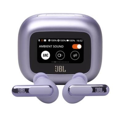 JBL Live Beam 3 True Wireless In-Ear Earbuds with Display & Mic, 48h Working Time, Type-C & Wireless Charging, ENC, ANC, BT 5.3 Earbud, BT 5.2 Charging Case - Purple