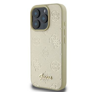 جراب Guess Peony الصلب لهاتف iPhone 16 Pro بتصميم نحيف وخفيف الوزن، ومواد فائقة المتانة، وقبضة مريحة، وحماية من السقوط - ذهبي 