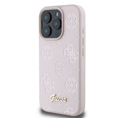 جراب Guess Peony الصلب لهاتف iPhone 16 Pro بتصميم نحيف وخفيف الوزن، ومواد متينة للغاية، وقبضة مريحة، وحماية من السقوط - وردي