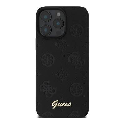  Guess Peony Hard Case For iPhone 16 Pro, Easy Snap-On, Slim Profile - Black