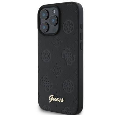 جراب Guess Peony الصلب لهاتف iPhone 16 Pro Max بتصميم نحيف وخفيف الوزن، ومواد متينة للغاية، وقبضة مريحة، وحماية من السقوط - أسود 