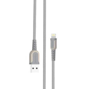 Porodo Metal Braided Lightning Cable 2.4m, Fast Charge, Data Sync, Stable Data Transmission - Gray