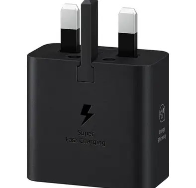 Samsung 25W PD USB-C Adapter 3 pin, Supports super fast charging with 25 watts - Black 