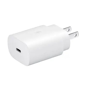 Samsung 25W PD USB-C Adapter 2 pin, Supports super fast charging with 25 watts  - White