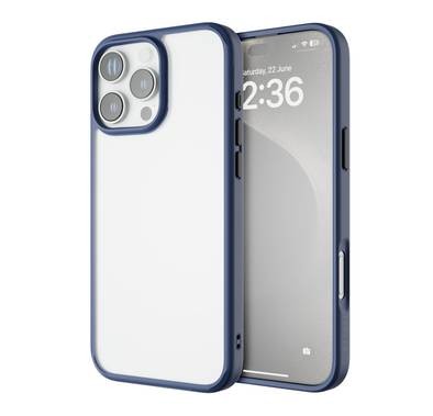 Levelo Solo Case for iPhone 16 Pro with Clearview Technology, Matte TPU Bumper, Comfortable Grip, Impact-Resistant Corners, 3H Scratch Resistance - Deep Blue