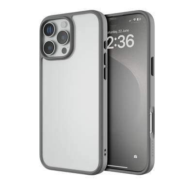 Levelo Solo Case for iPhone 16 Pro Max with Clearview Technology, Matte TPU Bumper, Comfortable Grip, Impact-Resistant Corners, 3H Scratch Resistance - Gray