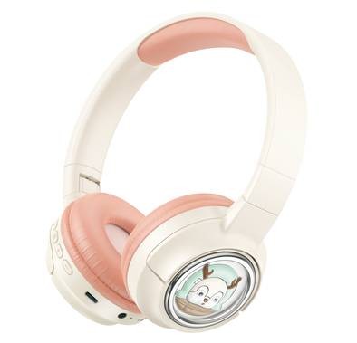 Porodo Soundtec Moose Wireless Kids Headphone, V5.3 Bluetooth, 2H Charging Time, 40mm Speaker Size, 20H Play Time, LED Lights, 400mAh - Pink 