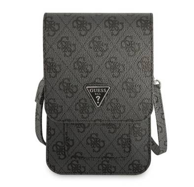 Guess 4G Wallet with Cord & Triangle Logo, High-Quality ECO PU Leather, Enough Space for Cards, Cash, and Small Items - Black