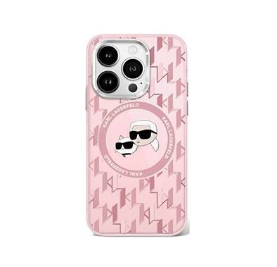 Karl Lagerfeld Magsafe IML Hard Case with Karl & Choupette Heads for iPhone 16 Pro Max, Slim Profile, Easy Snap-On, Accurate Cutouts - Pink