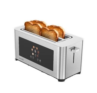 Porodo Lifestyle 4-Slice Digital Pop Up Bread Toaster, Stainless Steel 410 Material, Touch Panel - Silver 