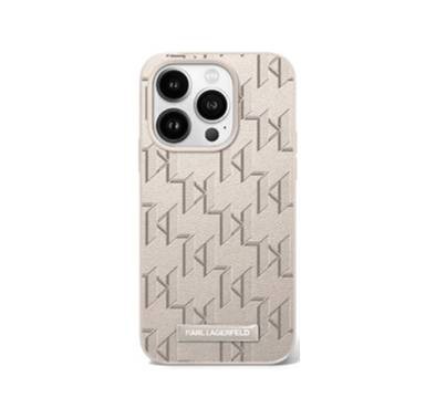 Karl Lagerfeld PU Hard Case with Karl Lagerfeld Hot Stamp for iPhone 16 Pro Max, Damage and Scratch Protection, Comfortable Grip - Beige