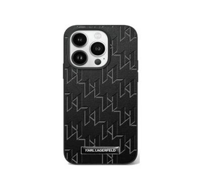 Karl Lagerfeld PU Hard Case with Karl Lagerfeld Hot Stamp for iPhone 16 Pro Max, Damage and Scratch Protection, Comfortable Grip - Black