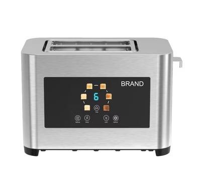 Porodo Lifestyle 2-Slice Digital Pop Up 850W Bread Toaster, Stainless Steel 410 Material, Touch Panel - Silver