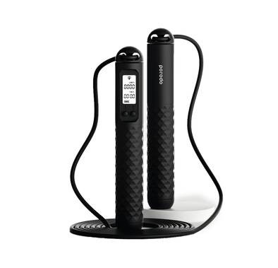 Porodo Lifestyle Smart Skipping Rope Forward & Reverse Counts, Battery Display Set Time - Black