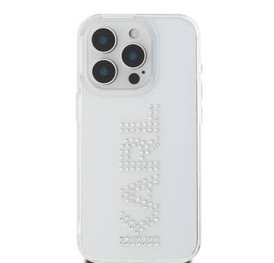 Karl Lagerfeld IML Hard Case with Rhinestones Logo for iPhone 16 Pro Max, Raise Camera Edge, Easy Snap On - Clear