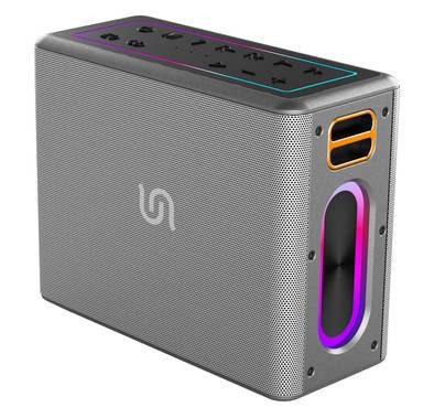 Porodo Soundtec Quantum 2.2 Channel Portable Speaker, 12h Playtime, Bluetooth 5.0, Multi-Band Equalizer, 3.5mm Audio Cable, Power Bank Function, Water Resistant - Silver