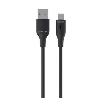 Green Lion USB-A to Micro PVC Cable 1m, 480Mbps Transfer Speed, 12W, Charge & Sync, more than 10,000 Bends Life Span, Secure & Safe - Black