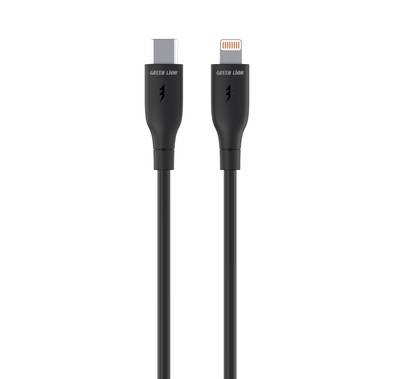 كابل USB-C إلى Lightning PVC من Green Lion بطول 1 متر، سرعة نقل 480 ميجابت في الثانية، 18 وات، شحن ومزامنة، عمر افتراضي يزيد عن 10000 ثنية، آمن ومضمون - أسود