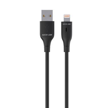 كابل USB-A إلى Lightning PVC من Green Lion بطول 1 متر، سرعة نقل 480 ميجابت في الثانية، 12 وات، شحن ومزامنة، عمر افتراضي يزيد عن 10000 ثنية، آمن ومضمون - أسود