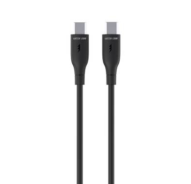 Green Lion USB-C to USB-C PVC Cable 30cm, 480Mbps Transfer Speed, 60W, Charge & Sync, more than 10,000 Bends Life Span, Secure & Safe - Black