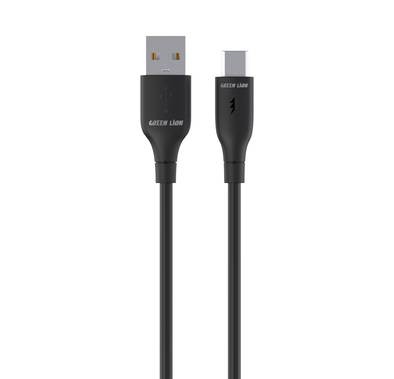 Green Lion USB-A to USB-C PVC Cable 30cm, 480Mbps Transfer Speed, 15W, Charge & Sync, more than 10,000 Bends Life Span, Secure & Safe - Black