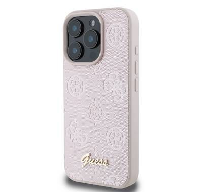 جراب Guess Peony الصلب لهاتف iPhone 16 Pro Max بتصميم نحيف وخفيف الوزن، ومواد فائقة المتانة، وقبضة مريحة، وحماية من السقوط - وردي