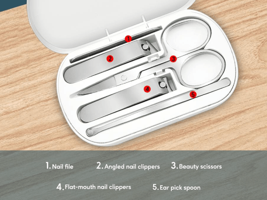 Green Pulizia 5 in 1 Portable Manicure Kit, Toenail Manicure & Pedicure,  Magnetic Absorption, Stain