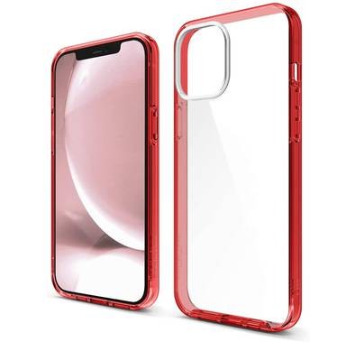 Elago Hybrid Case Compatible for iPhone 12 Pro Max (6.7"), Shock Absorbing Case Suitable Wireless Charging, Screen & Camera Protection - Red