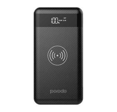 Porodo Slim Wireless Powerbank 10000mAh With Lightning, Type-C And Micro USB Input, Digital Display, Black