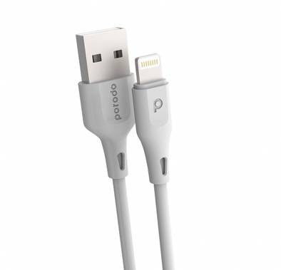 Porodo New TPE / PVC Lightning Cable 2.4A, Over-Current Protection, Durable Fast Charge & Data Cable, Safe & Reliable Cord Compatible for Lightning Devices - White - 2 M