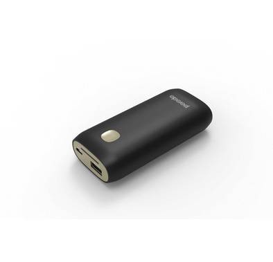 Porodo Universal Powerbank Soft Rubber Finish 5000mAh with Single Output & Power Indicator - Over Charge Protection - Portable Charger Powerbank Compatible for Smartphones - Black