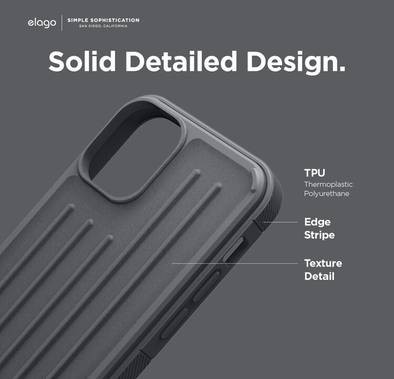 Elago Armor Case Compatible with iPhone 12 Mini (5.4") Solid & Detailed Design, Edge Stripe, Sturdy, Full Body Protection, Shock Absorbing, Supports Wireless Charging - Dark Grey