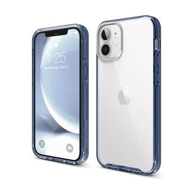 Elago Hybrid Case Compatible w/ iPhone 12 Mini (5.4")Ultimate Protection, Raised Bezel for More Protection, Supports Wireless Charge, Anti-Yellowing, Shock Absorbing - Jean Indigo